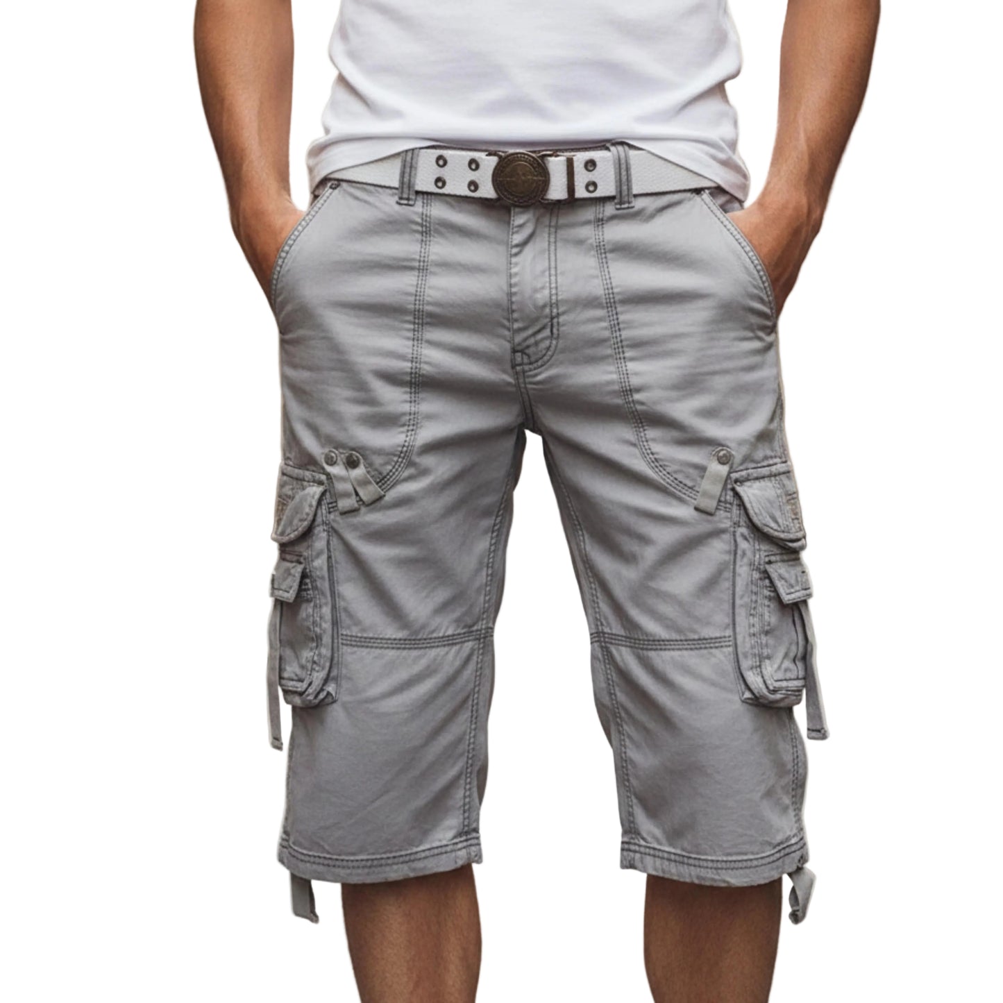 Cargo Shorts Multi Pocket Belted for Men-Gilviro