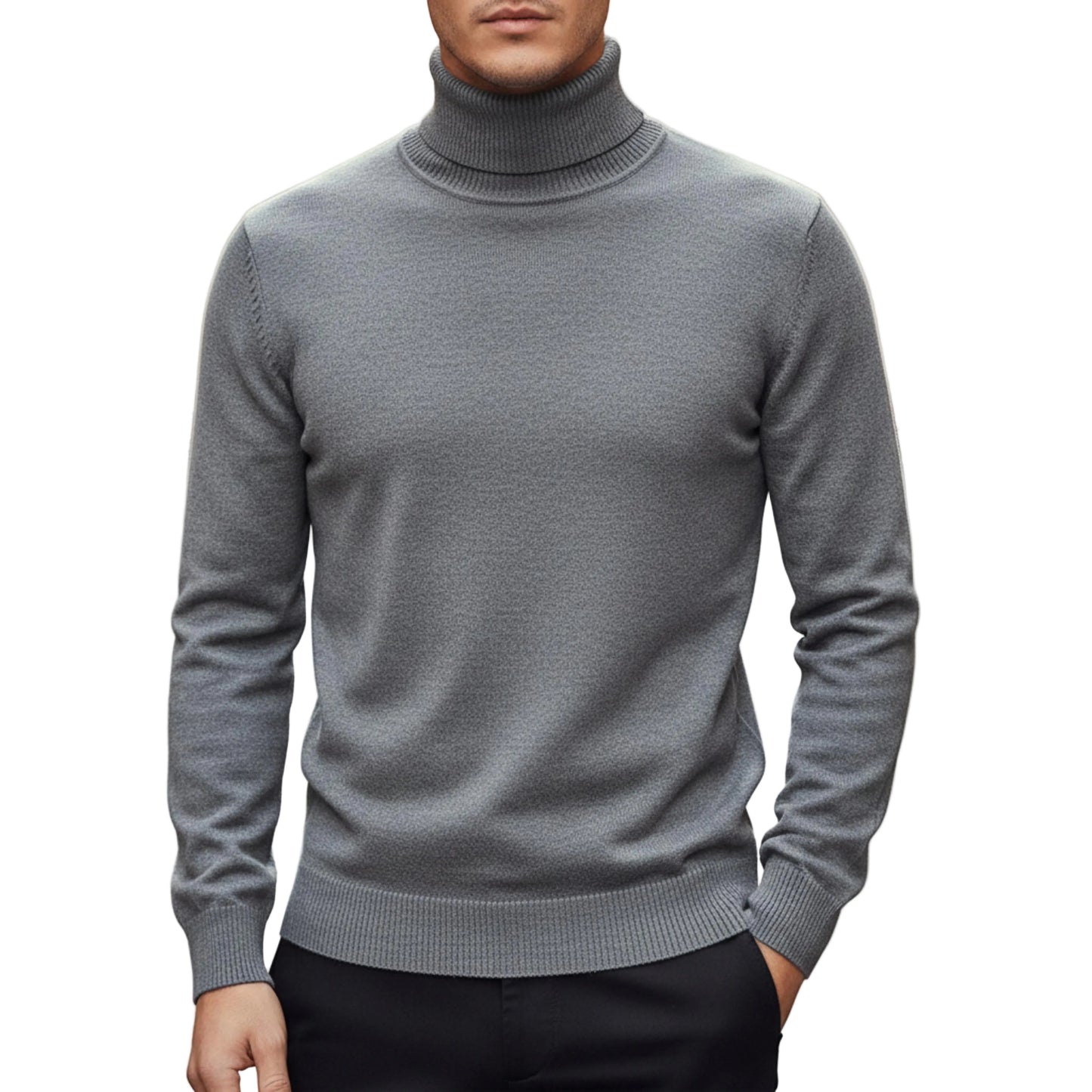 Men’s Turtleneck Sweater Long Sleeve Knit Pullover-Gilviro