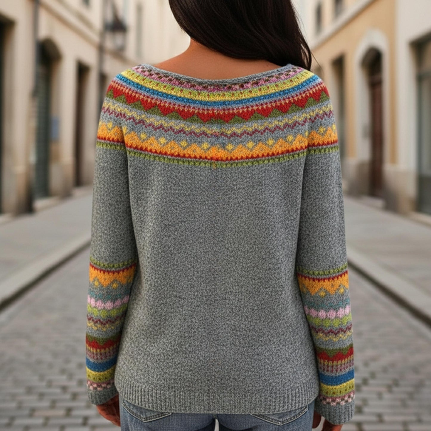 Women’s Knit Sweater Long Sleeve Printed-Gilviro