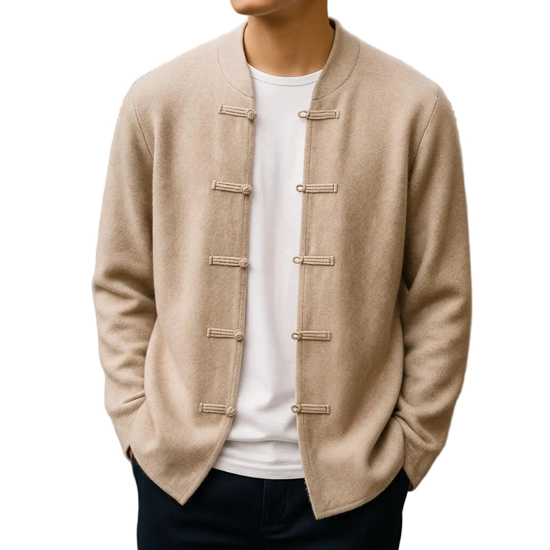Men’s Button-Front Collarless Jacket-Gilviro