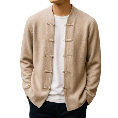 Men’s Button-Front Collarless Jacket-Gilviro