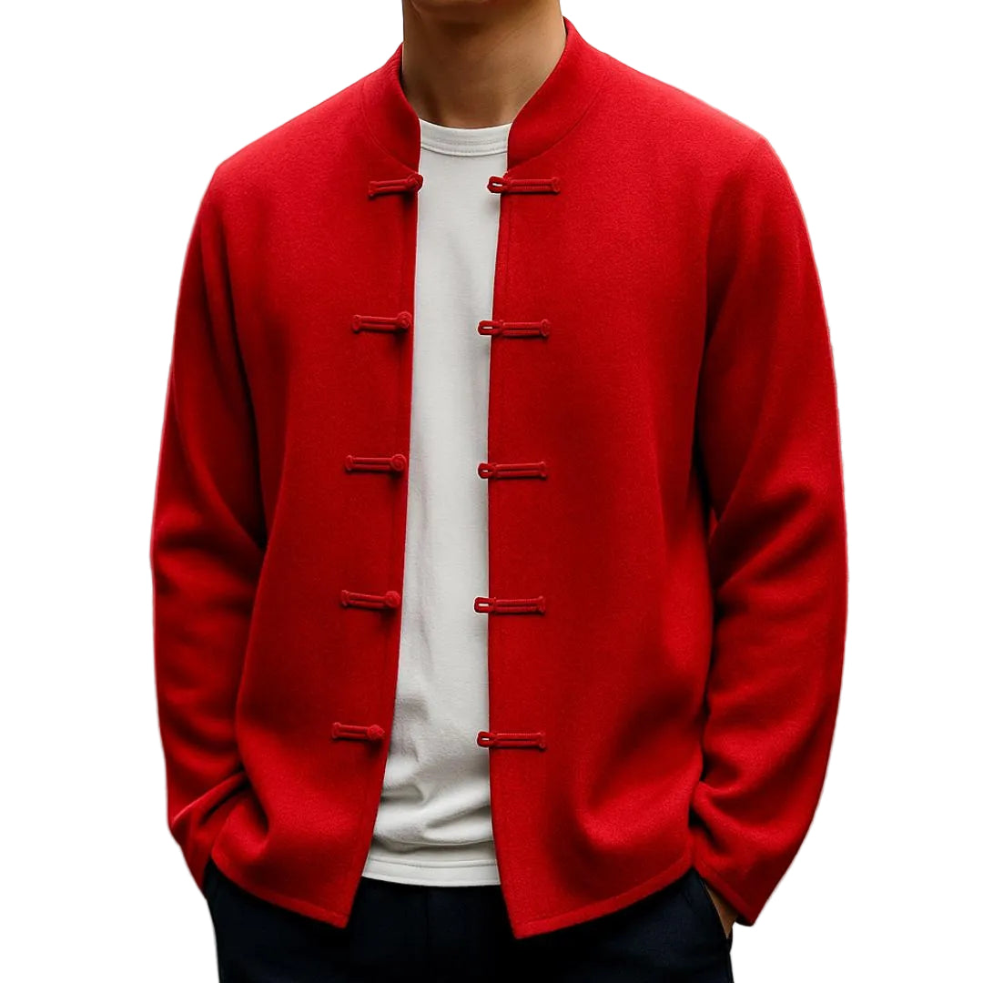 Men’s Button-Front Collarless Jacket-Gilviro