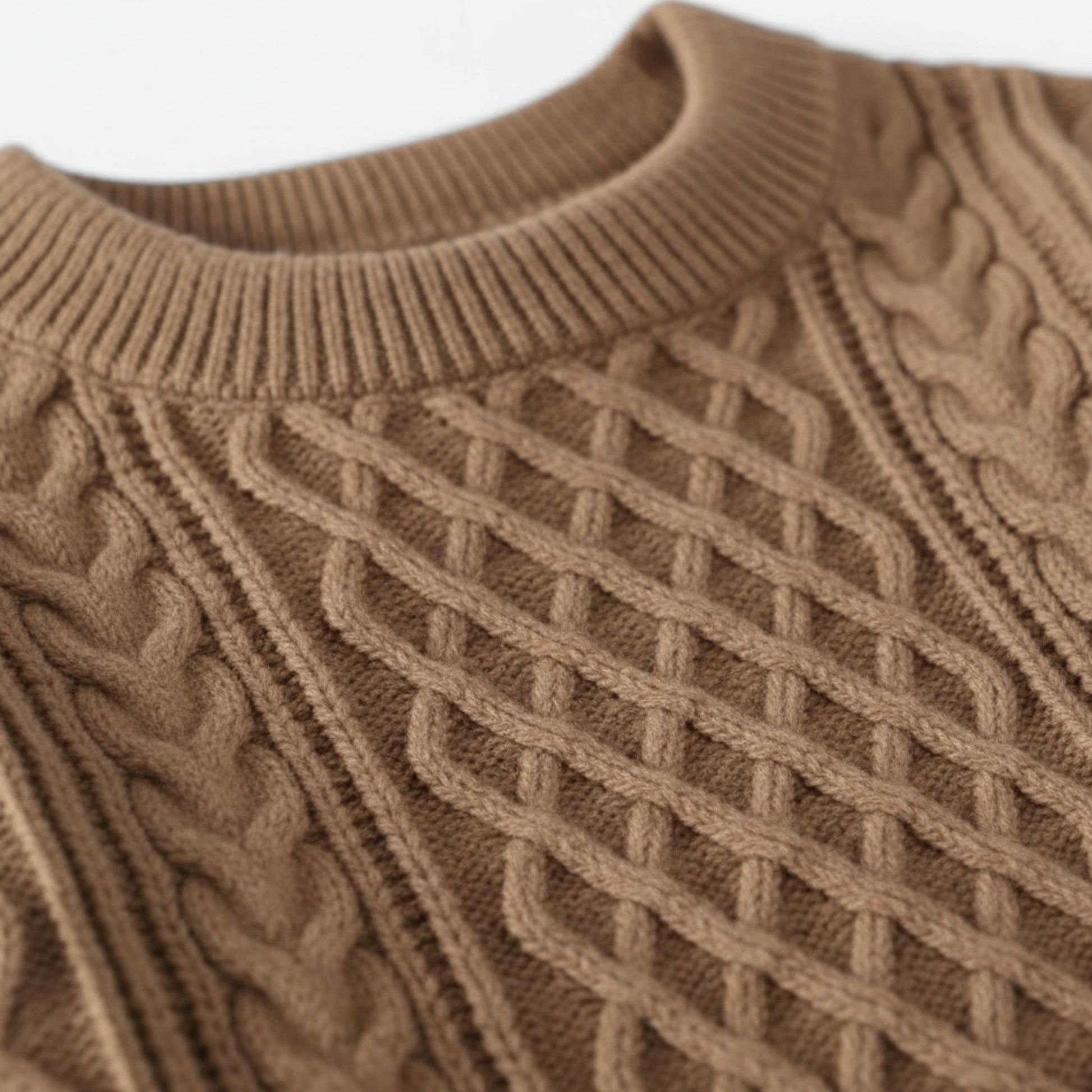 Men’s Cable Knit Sweater Crew Neck-Gilviro