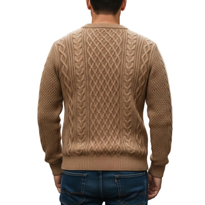 Men’s Cable Knit Sweater Crew Neck-Gilviro