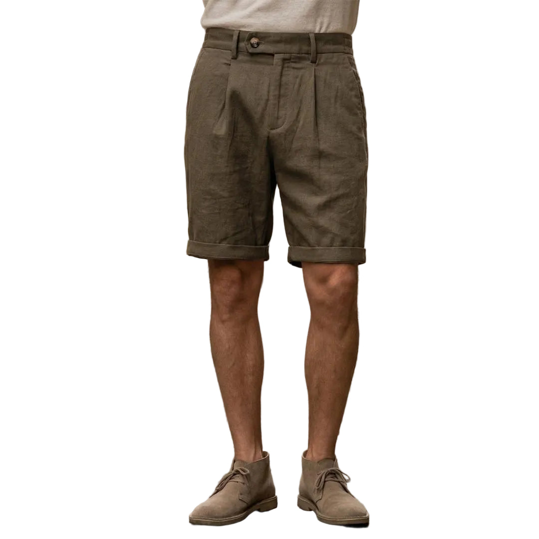 Men’s Chino Shorts Pleated Front Regular Fit-Gilviro