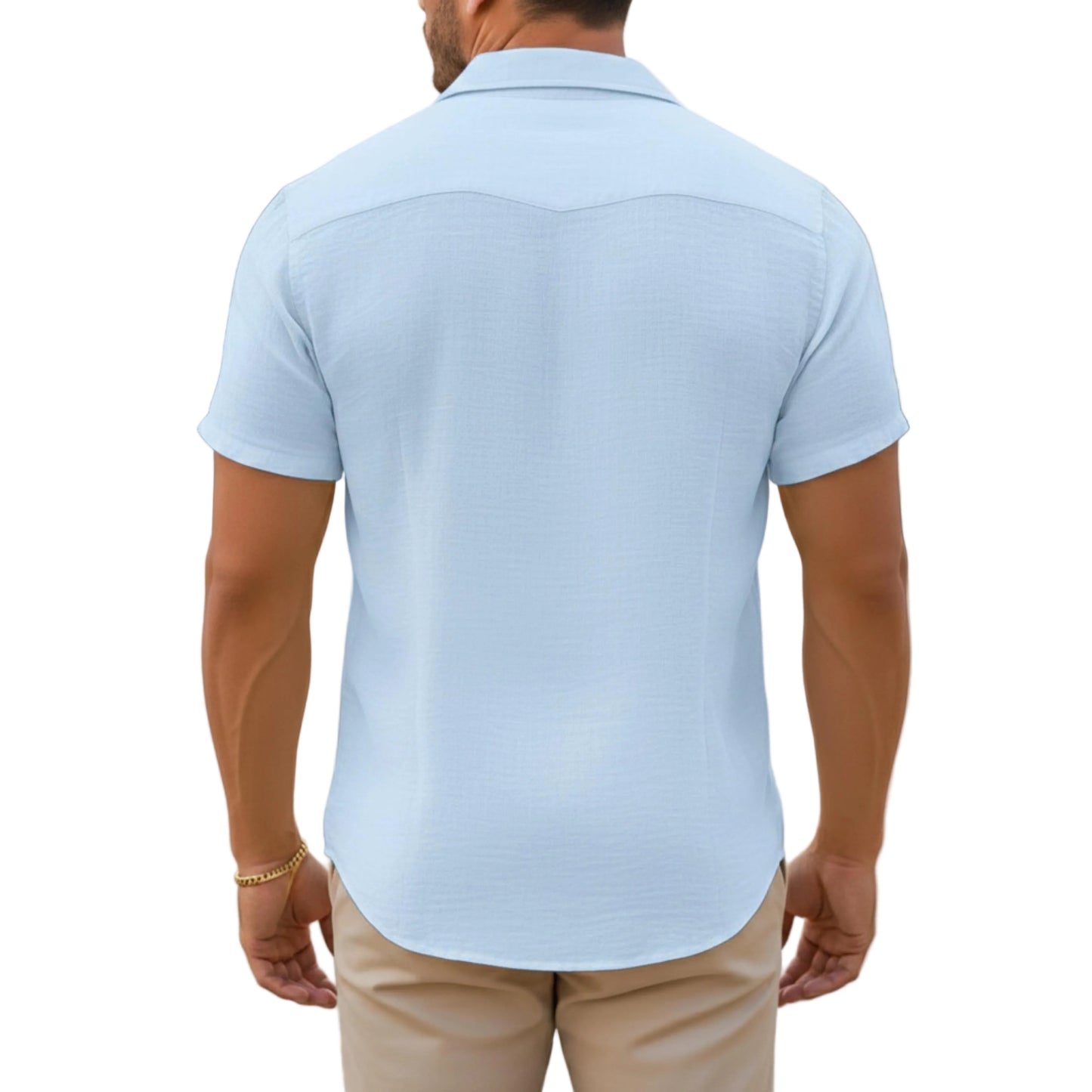 Men’s Short Sleeve Button Down Casual Shirt-Gilviro