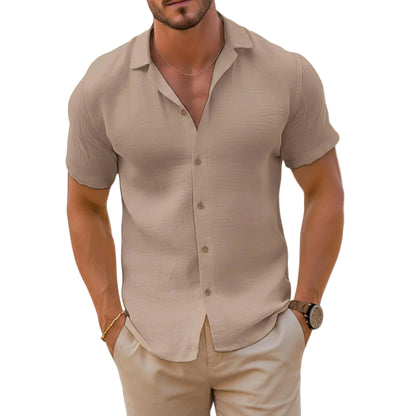 Men’s Short Sleeve Button Down Casual Shirt-Gilviro