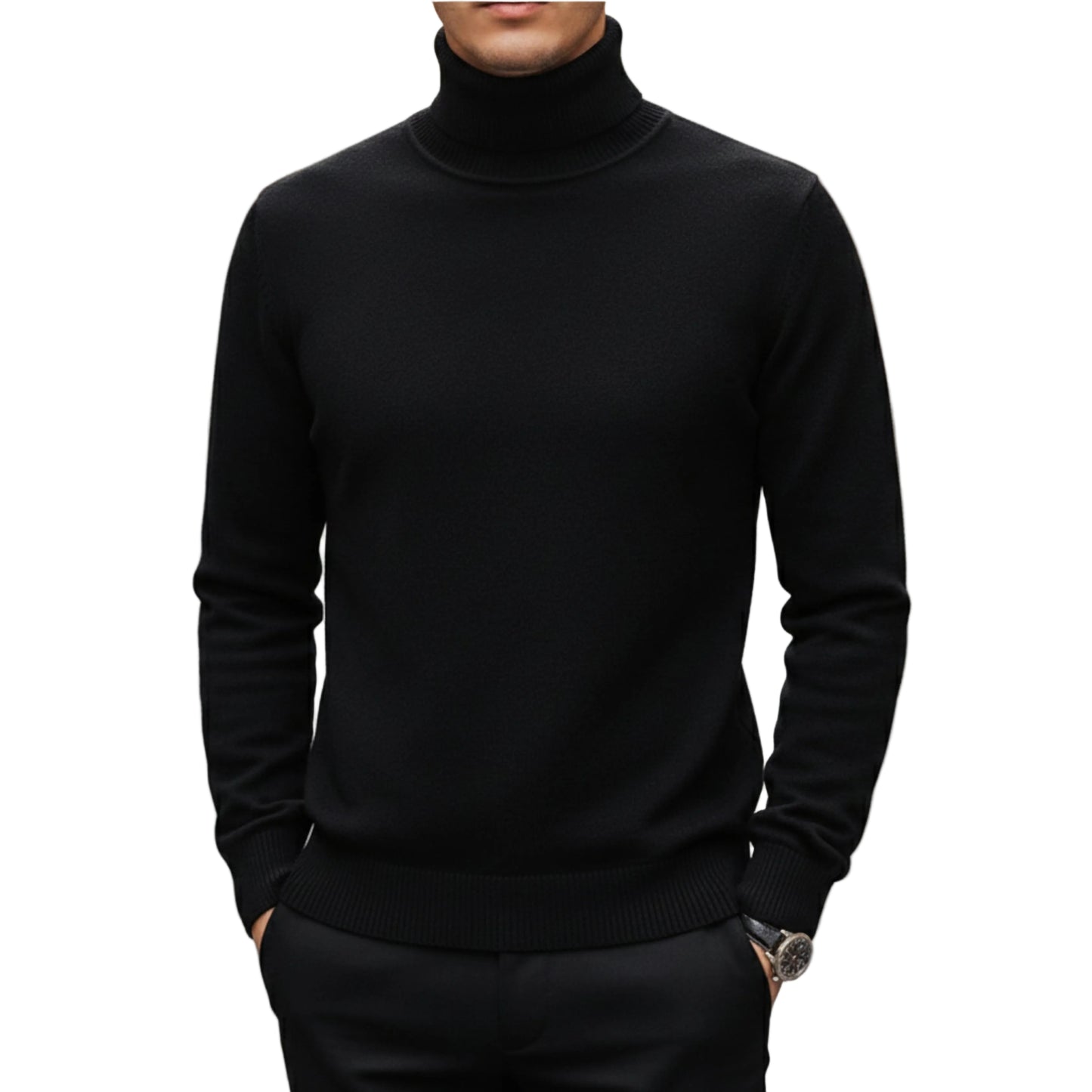 Men’s Turtleneck Sweater Long Sleeve Knit Pullover-Gilviro