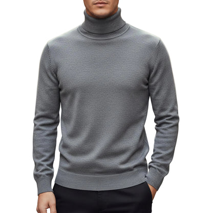 Men’s Turtleneck Sweater Long Sleeve Knit Pullover-Gilviro