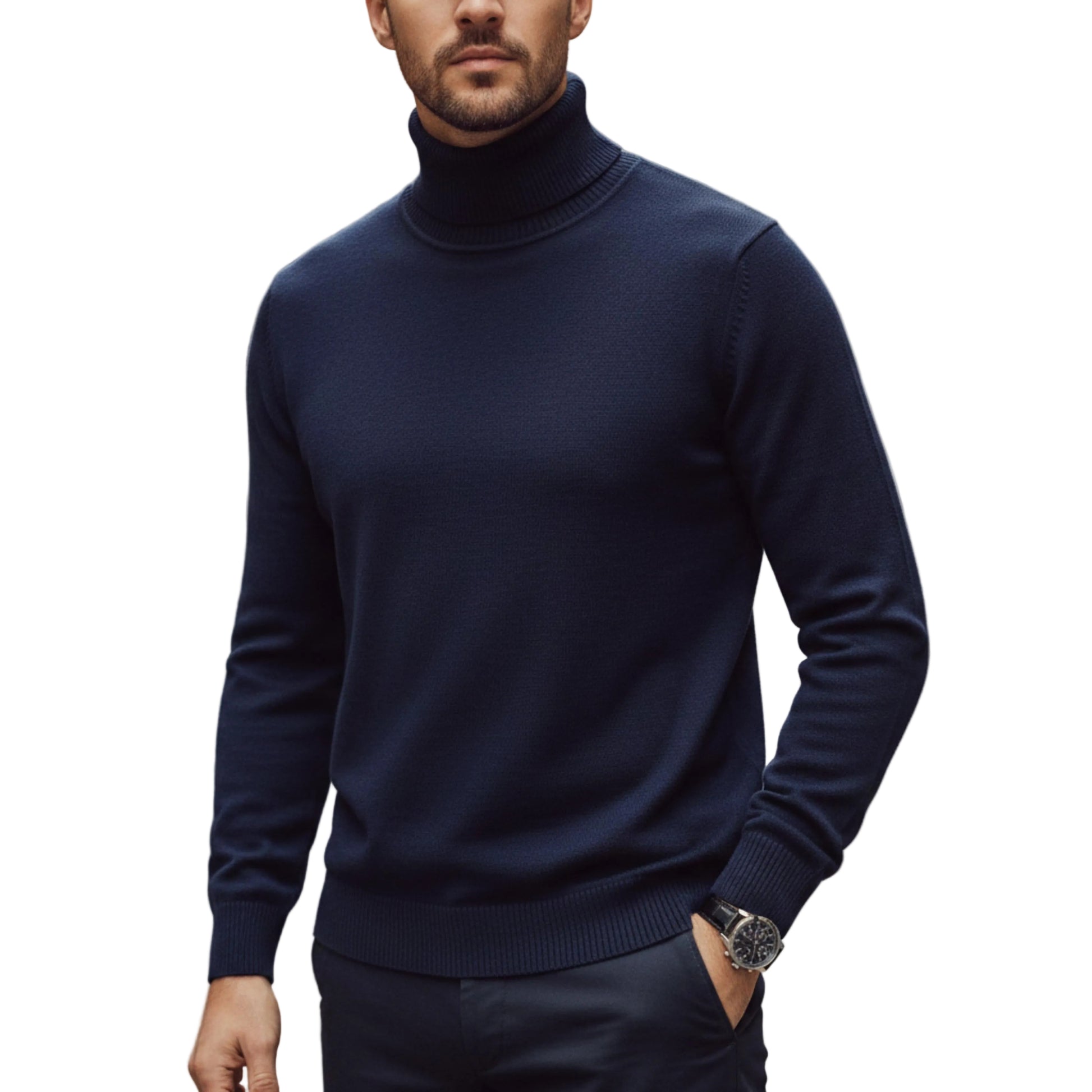 Men’s Turtleneck Sweater Long Sleeve Knit Pullover-Gilviro