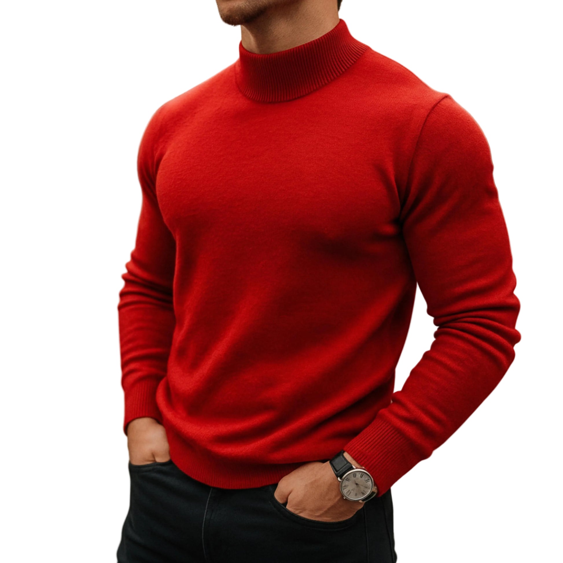 Men’s Turtleneck Sweater Long Sleeve Knit Top-Gilviro