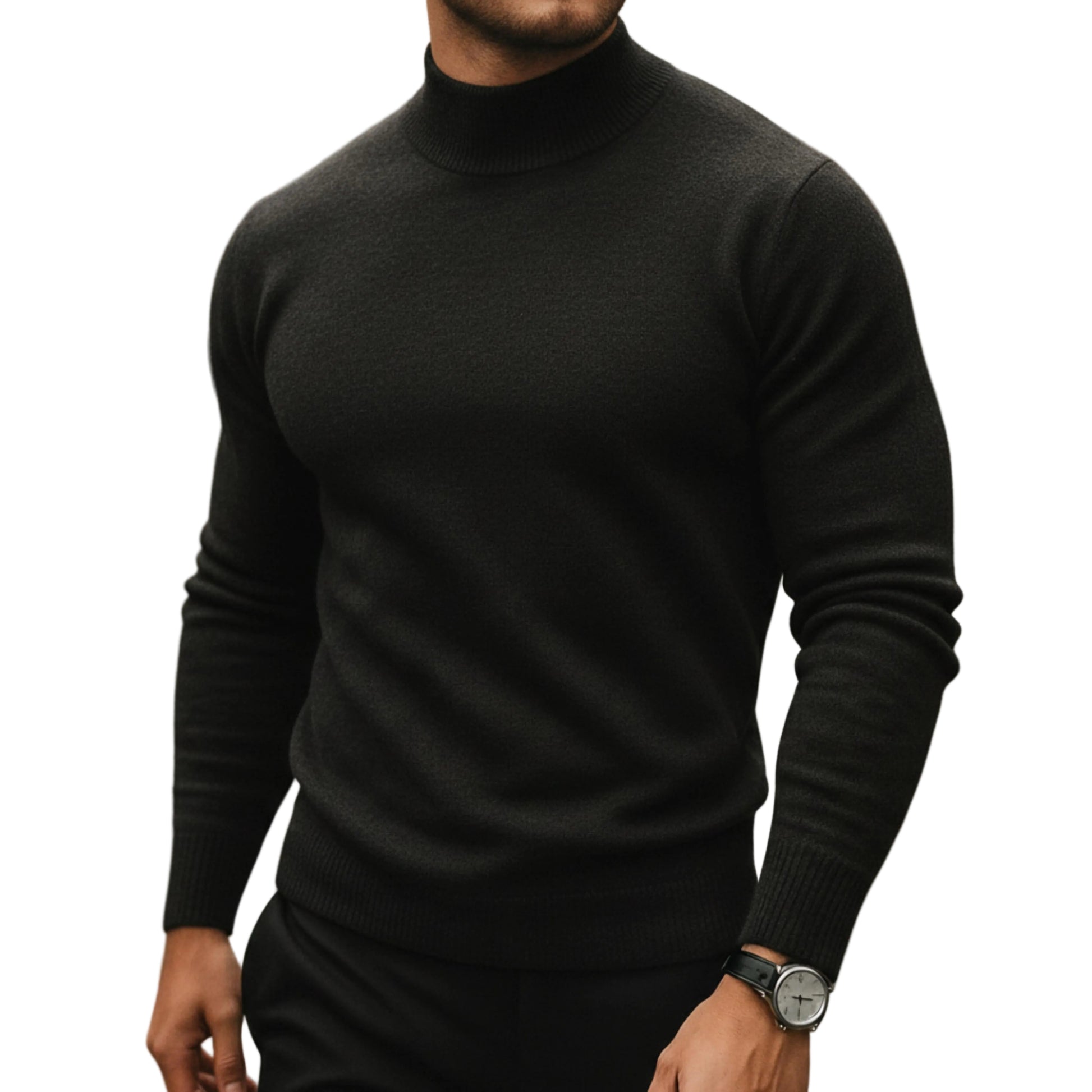 Men’s Turtleneck Sweater Long Sleeve Knit Top-Gilviro