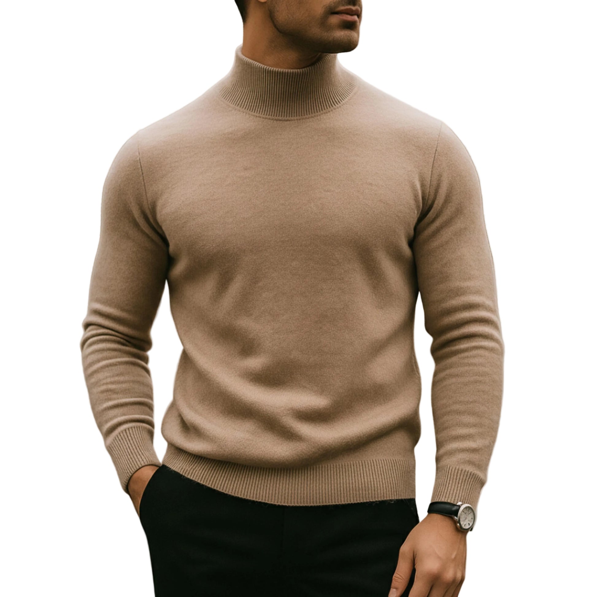 Men’s Turtleneck Sweater Long Sleeve Knit Top-Gilviro