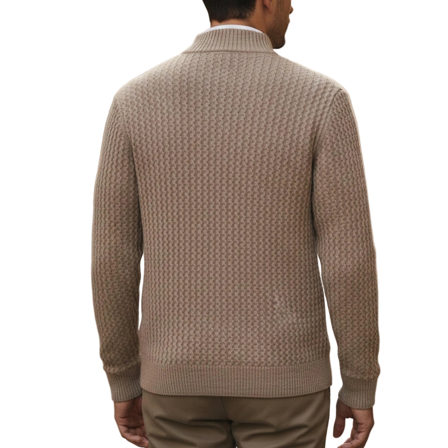 Men’s Zip Sweater Cable Knit Stand Collar-Gilviro