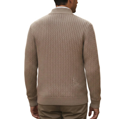 Men’s Zip Sweater Cable Knit Stand Collar-Gilviro