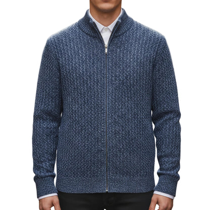 Men’s Zip Sweater Cable Knit Stand Collar-Gilviro