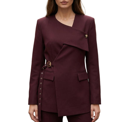 Women’s Asymmetrical Blazer V-Neck Wrap Style-Gilviro