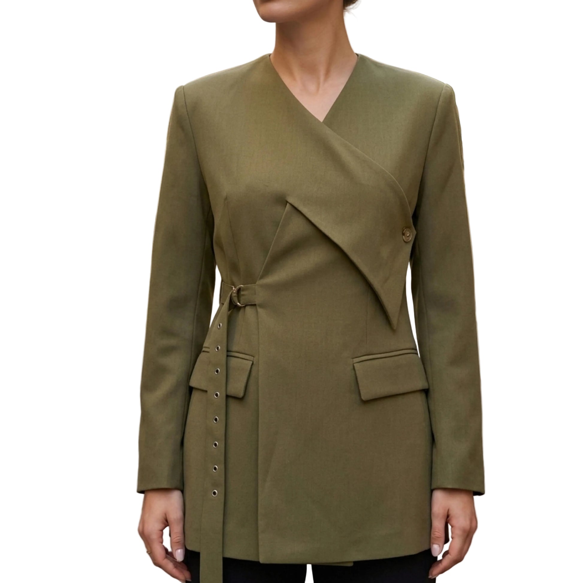 Women’s Asymmetrical Blazer V-Neck Wrap Style-Gilviro