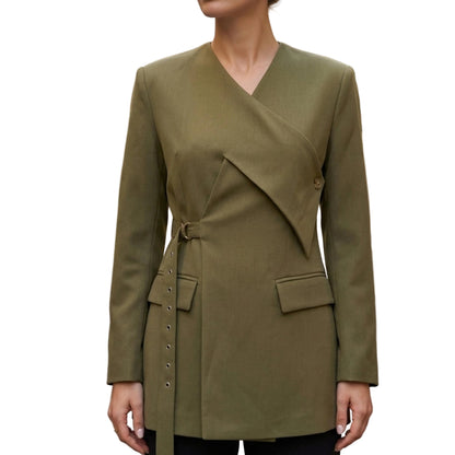 Women’s Asymmetrical Blazer V-Neck Wrap Style-Gilviro