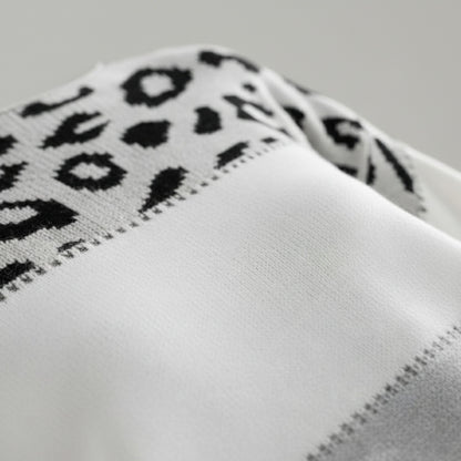 Women’s Knit Sweater Leopard Print Colour Block-Gilviro