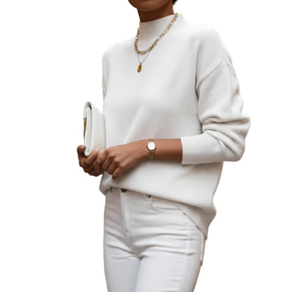 Women’s Mock Neck Knit Sweater Long Sleeve-Gilviro
